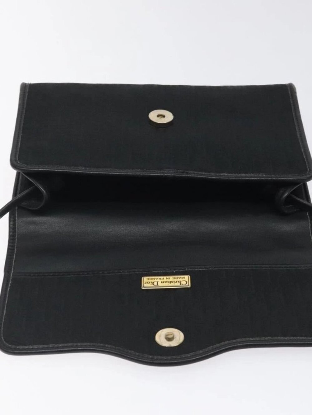 Christian Dior Trotter Canvas Shoulder Bag Black Gold Auth BA1830 - Picture 10 of 16